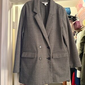 Old Navy Women's Black Plaid Blazer